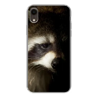 Produktbild von MuchoWow® Handyhülle Schutzhülle Hülle für iPhone XR Waschbär - Wilde Tiere - Schwarz Silikon Softcase Handy Hülle - Schutzdeckel