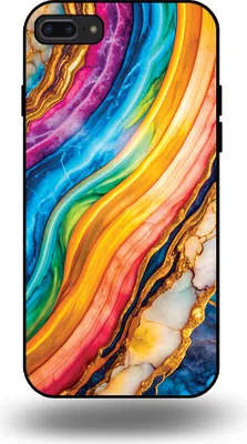 Produktbild von Smartphonica Handyhülle geeignet für iPhone 7/8 Plus mit Regenbogen Gold Marmor Print - TPU Backcover Case Regenbogen Gold Marmor Design