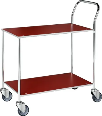 Produktbild von Kongamek Tischwagen voll verschweisst, rot mit verzinktem Rahmen 755x430mm Ladefläche ohne Bremse