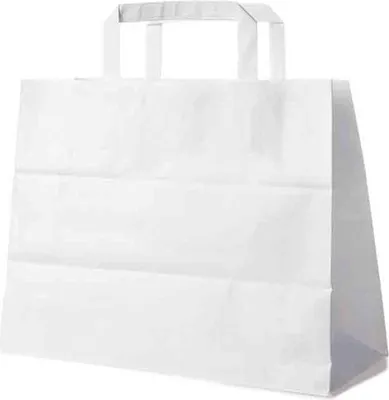 Produktbild von 50 Weiße Papiertragetaschen 32 + 16 x 27 cm – Tortentragetaschen mit Innenhenkel