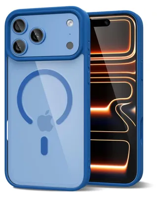 Obrázek produktu pro Magnetický kryt pro iPhone 17 Pro Max, kompatibilní s MagSafe, průhledné nárazuvzdorné pouzdro, ochranný zadní kryt Modrá