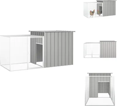 Image de vidaXL Cage à poules Grise 200x91x100 cm Acier galvanisé - Habitats & Enclos pour petits animaux