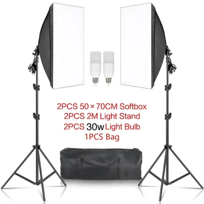 Obrázek produktu pro Fotografická osvětlovací sada softbox, nastavitelný 2M světelný stojan, taška Oxford v ceně, 30W žárovky
