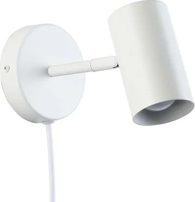Produktbild von Weiße Wandlampe aus Aluminium, verstellbarer Strahler mit Kabel und E27-Fassung für Schlafzimmer, Arbeitszimmer, Nachttisch