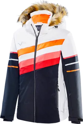 Produktbild von BLACK CREVICE - Damen Skijacke - Kunstpelzbesatz - 8000mm Wassersäule | Farbe: Weiß/Schwarz | Größe: 40