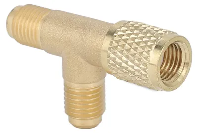 T-Adapter 1/4 Zoll SAE Messing mit Ventilkern für HVAC