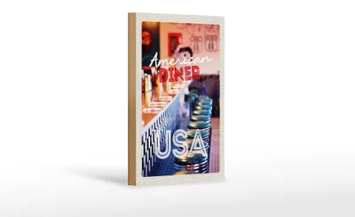 Produktbild von Holzschild Reise 12x18 cm Amerika USA Diner Restaurant Urlaub