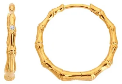 Productafbeelding van Goudkleurige creolen met diamant, model Golden Edit, artikelnummer DE842