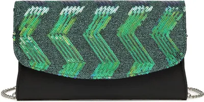 Produktbild von Miss Lulu Damen Clutch Kettentasche Brieftasche Umhängetasche Pailletten Silber