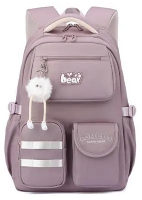 Image de Sac à dos pour filles, avec compartiment pour ordinateur portable de 15,6 pouces, sangle de trolley, couleur violette