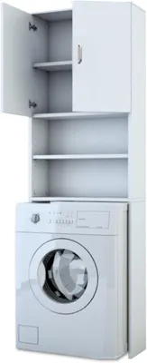 Zdjęcie produktu dla Szafka pod pralkę - Półka łazienkowa - Organizer do pralni - Oszczędna konstrukcja - Wysokość 190 cm - Biały kolor