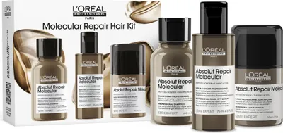 A set of L'Oréal Professionnel Absolut Repair Molecular hair products displayed on a white background.