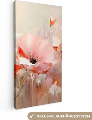 Obrázek produktu pro OneMillionCanvasses® - Obrazy na plátně - Květiny - Akvarel - Růžová - Abstraktní umění, nástěnné dekorace, Obrazy do obývacího pokoje, 20x40cm