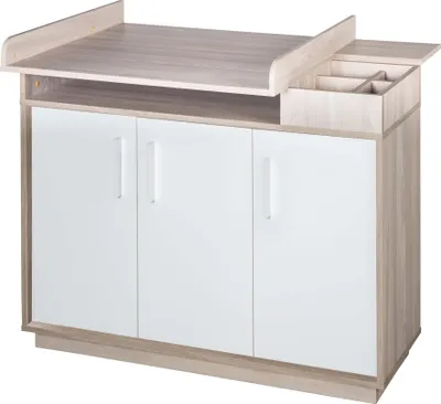 Produktbild von roba breite Wickelkommode mit Wickelansatz 'Olaf', Weiß/Luna Elm, Wickelhöhe 92,5 cm