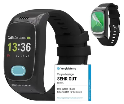 Produktbild von One Button Phone Senioren Smartwatch SOS Notrufuhr GPS Sturzerkennung Aktuelle Modell