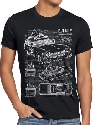 Produktbild von style3 ECTO-1 Blaupause Herren T-Shirt geisterjäger, Größe:5XL, Farbe:Schwarz