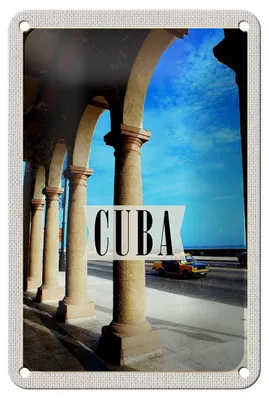 Produktbild von Blechschild Reise 12x18cm  Cuba Karibik  Straße Auto Gemälde Schild
