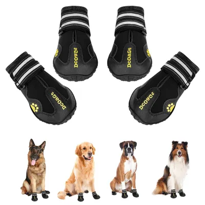 Hundeschuhe für große Hunde, Pfotenschutz, wasserdicht, reflektierend, 4er-Pack