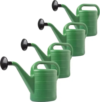 Produktbild von Robuste Gießkanne 10L, klassisch grün, UV-beständig, abnehmbare Düse, 4er-Set
