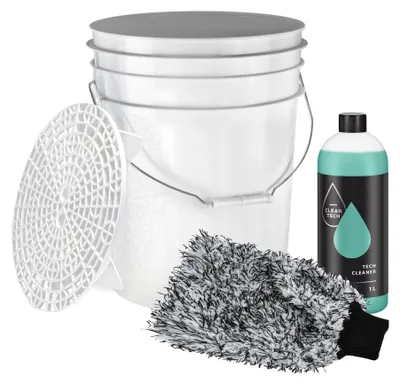 Produktbild von Benbow Auto Waschset, Set 4-tlg, 20L Weiß Wascheimer, Schmutzsieb, Waschhandschuh, 1L Autoshampoo-konzentrat, Autoaufbereitung, Autozubehör, Autos