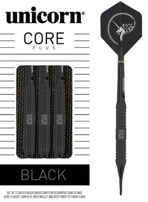 Produktbild von Unicorn Core Plus Black Soft Darts - 17g -- 1 Satz