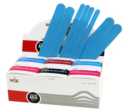 Produktbild von NASARA Kinesiologie Tape 6er Set inkl. 3 vorgeschnittene Quick Strips