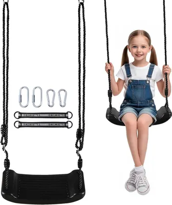 Immagine prodotto di Altalena per bambini con corde regolabili, altezza da 110 a 190 cm, capacità di carico di 100 kg, sedile antiscivolo, ideale per l'uso in giardino e altro