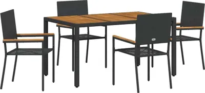 Produktbild von vidaXL Garten Essgruppe 5 pcs Schwarz Poly-Rattan