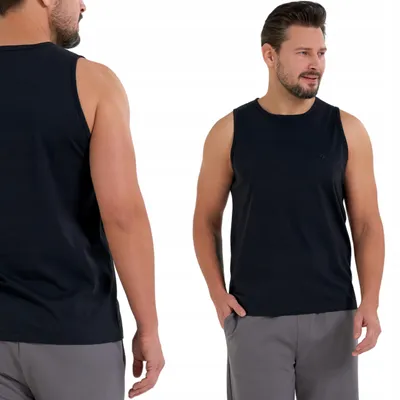 Produktbild von Herren-T-Shirt, schlichtes Tanktop, 100 % Baumwolle, ärmellos, MORAJ, Größe M, Schwarz