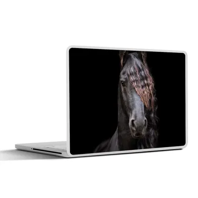 Produktbild von MuchoWow® Laptop Aufkleber Sticker Cover Pferde - Friesisch - Mähne - Schwarz - Tiere 25x18 cm - Laptop-Deko