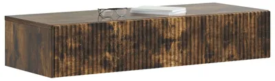 Image de vidaXL Table d'appoint murale en bois d'ingénierie chêne fumé