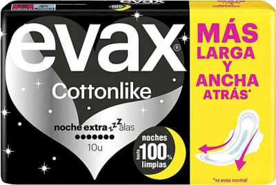 Obrázek produktu pro Evax Bavlnalike Compresas Noche Extra Alas 10 U
