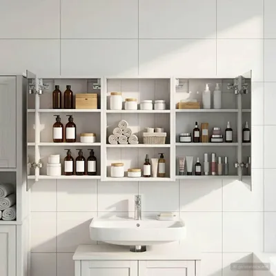 Immagine prodotto di Maison Exclusive - Set di 3 mobili da bagno, dimensioni 120 x 10,5 x 60,5 cm, materiale: legno composito