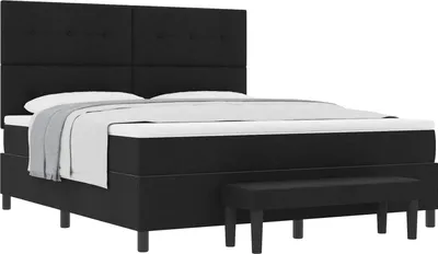 Obrázok produktu pre Posteľ s pružinovým rámom s matracmi Čierna 180 x 200 cm látka