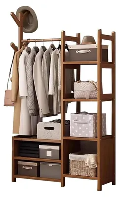 Image de Cintre en bambou - Multifonctionnel avec espace de rangement