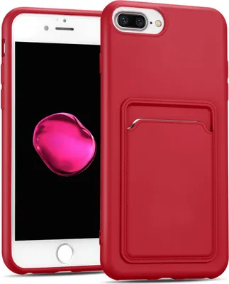 Produktbild von Conie Schutzhülle für iPhone 7 Plus / 8 Plus mit Kartenfach Tasche Case Cover Bumper Silikon Hülle in Rot