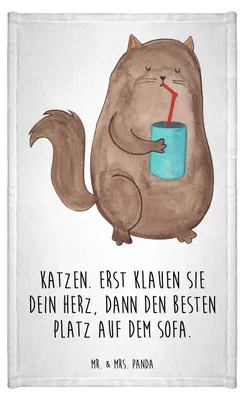 Produktbild von Mr. & Mrs. Panda Handtuch Katze Dose - Weiß - Geschenk, Herz, badezimmer, Klein, Bezaubernd, Haustier, Gäste-WC, Gästetuch, Katzenfutter, Frotteetuch, Katzen