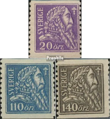 Produktbild von Briefmarken Schweden 1921 Mi 141W-143W (kompl.Ausg.) postfrisch König Gustaf
