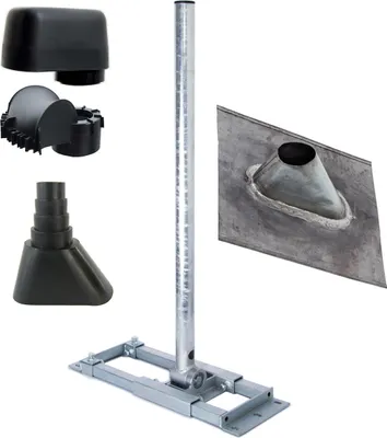 Produktbild von PremiumX DELUXE X90-60 SAT Dachsparrenhalter 90cm Ø 60 mm Mast Blei-Ziegel Manschette schwarz Mastkappe