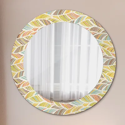 Produktbild von Dekospiegel – Hängespiegel Wandspiegel Spiegel mit Aufdruck – Spiegel – Schlafzimmer - Abstrakt - Runder: Ø60 cm