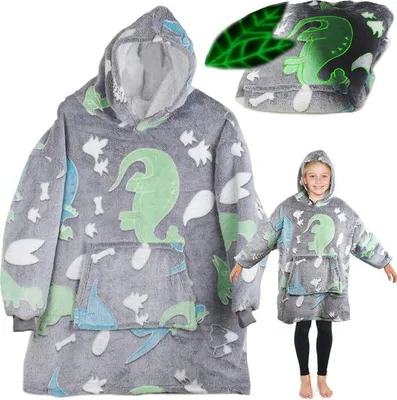 Obrázok produktu pre Verk 24305 Svietiaca plyšová mikina s kapucňou dinosaurus - pre deti šedá