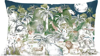Produktbild von MuchoWow® Zierkissen Sofakissen Wohnzimmer Dekokissen 60x40 cm Kinder - Dschungel - Natur - Tiere - Pflanzen - Kopfkissen - Polster mit Foto