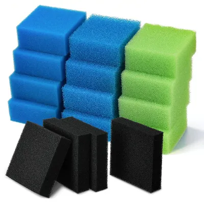 Immagine prodotto di Spugna filtro acquario - 16 pezzi - Carbone attivo, biologica, grossa e fine
