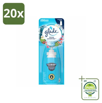 Imagen del producto de 20 unidades de recambios Glade Sense & Spray, aroma Ocean Adventure, 18 ml cada uno. Pack grande