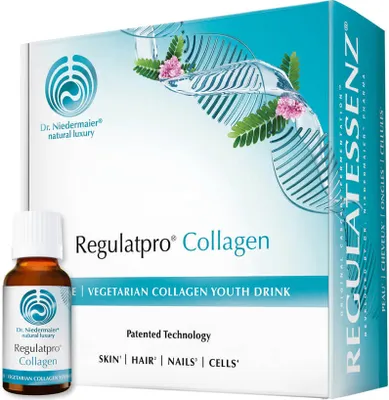 A product box and a small bottle of Dr. Niedermaier Regulatpro Collagen.