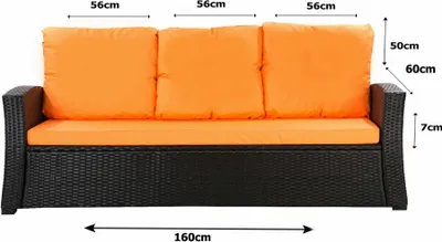 Produktbild von Polster für Polyrattan Sofa 160x60x7cm sitzkissen | Gartenbank Auflage Orange | Rückenkissen 3*56x50 | Kissen für rattansofa 3 sitzer | Gartenkissen