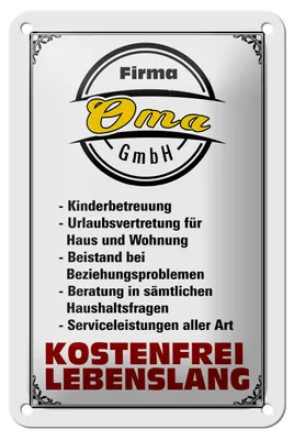Produktbild von Blechschild Spruch 12x18cm Firma Oma GmbH kostenfrei