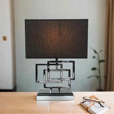 Zdjęcie produktu dla Lampa stołowa tkanina metal 49 cm E27 tkanina srebrna lampa stołowa sypialnia lampka nocna