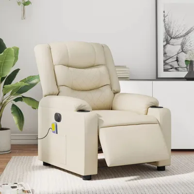 Produktbild von Design Massagesessel Elektrisch Creme Kunstleder, Klassische Sessel 2024 Neu