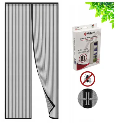 Zdjęcie produktu dla Siatka do Drzwi 100x220cm na Owady Insekty Czarna Moskitiera Magnetyczna